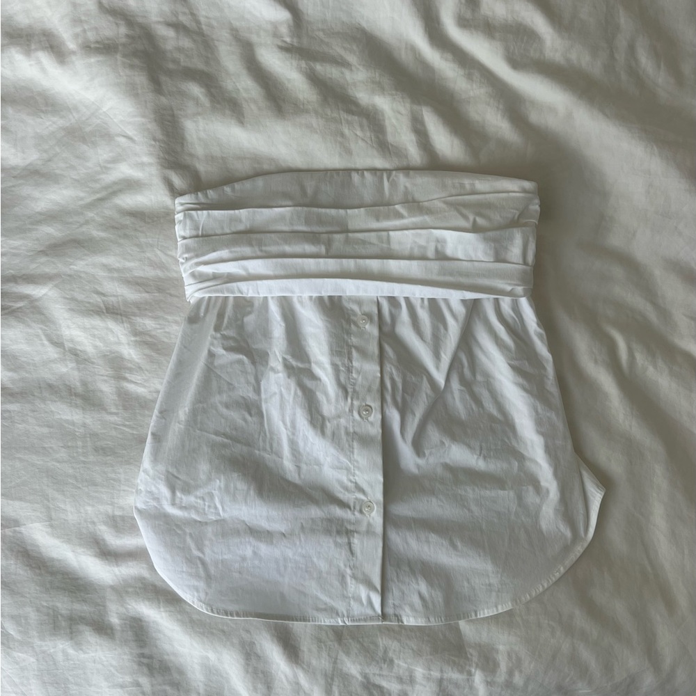Zara white poplin strapless top